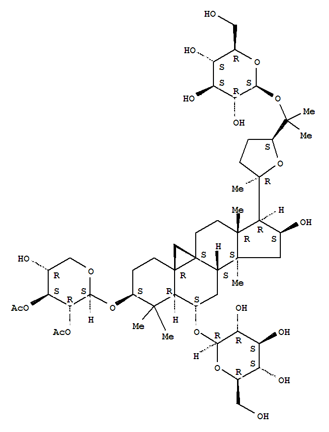 b-D-Glucopyranoside, (3b,6a,16b,20R,24S)-3-[(2,3-di-O-acetyl-b-D-xylopyranosyl)oxy]-20,24-epoxy-16-hydroxy-9,19-cyclolanostane-6,25-diylbis-