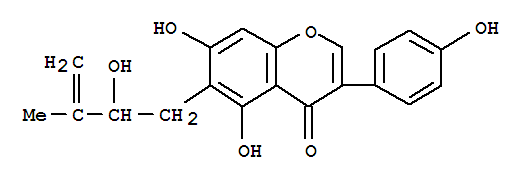 Molecular Structure of 166375-17-3 (4H-1-Benzopyran-4-one,5,7-dihydroxy-6-(2-hydroxy-3-methyl-3-buten-1-yl)-3-(4-hydroxyphenyl)-)