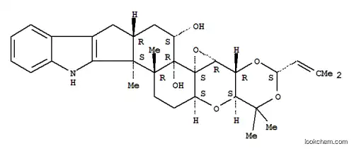 Molecular Structure of 222400-32-0 (5bH-[1,3]Dioxino[4''',5''':5'',6'']oxireno[3'',4'']pyrano[2'',3'':5',6']benz[1',2':6,7]indeno[1,2-b]indole-5b,6-diol,1,4a,4b,6,7,7a,8,13,13b,13c,14,15,15a,16a-tetradecahydro-1,1,13b,13c-tetramethyl-3-(2-methyl-1-propen-1-yl)-,(3S,4aR,4bR,5aS,5bR,6S,7aR,13bS,13cR,15aS,16aS)-)