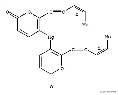 Molecular Structure of 24211-47-0 (bis{2-oxo-6-[(3E)-pent-3-en-1-yn-1-yl]-2H-pyran-5-yl}mercury)