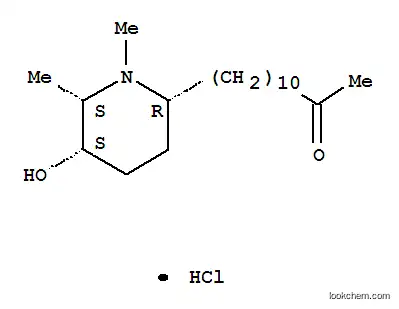 Molecular Structure of 5227-50-9 (2-Dodecanone,12-(5-hydroxy-1,6-dimethyl-2-piperidinyl)-, hydrochloride, [2R-(2a,5a,6a)]- (9CI))