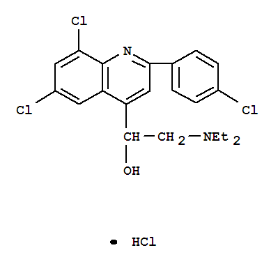 4-Quinolinemethanol,6,8-dichloro-2-(4-chlorophenyl)-a-[(diethylamino)methyl]-, hydrochloride (1:1) cas  5427-51-0
