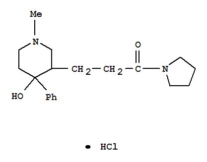 1-Propanone,3-(4-hydroxy-1-methyl-4-phenyl-3-piperidinyl)-1-(1-pyrrolidinyl)-,hydrochloride (1:1)