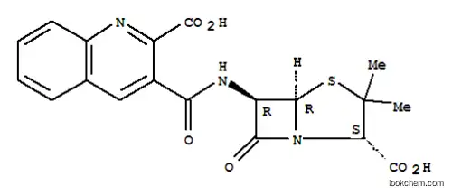 Molecular Structure of 5676-18-6 (4-Thia-1-azabicyclo[3.2.0]heptane-2-carboxylicacid, 6-[[(2-carboxy-3-quinolinyl)carbonyl]amino]-3,3-dimethyl-7-oxo-,(2S,5R,6R)-)