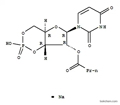 Molecular Structure of 57329-12-1 (Uridine, cyclic3',5'-(hydrogen phosphate) 2'-butanoate, monosodium salt (9CI))