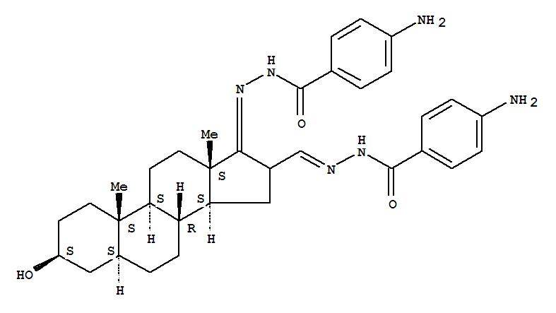 Benzoic acid, p-amino-,hydrazide, dihydrazone with 3b-hydroxy-17-oxo-5a-androstane-16-carboxaldehyde (7CI,8CI)