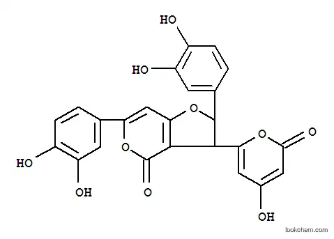 Molecular Structure of 62350-95-2 (2,6-Bis(3,4-dihydroxyphenyl)-2,3-dihydro-3-(4-hydroxy-2-oxo-2H-pyran-6-yl)-4H-furo[3,2-c]pyran-4-one)