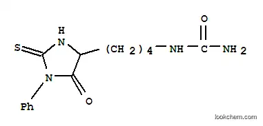 Molecular Structure of 66325-61-9 (1-[4-(5-oxo-1-phenyl-2-thioxoimidazolidin-4-yl)butyl]urea)