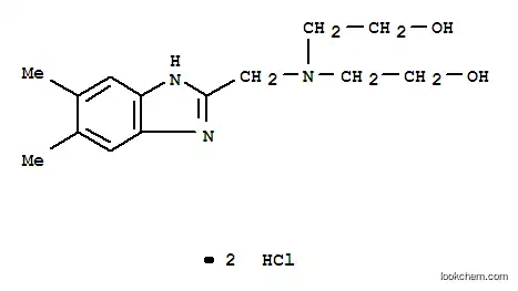 Molecular Structure of 6637-67-8 (Ethanol,2,2'-[[(5,6-dimethyl-1H-benzimidazol-2-yl)methyl]imino]bis-, dihydrochloride(9CI))