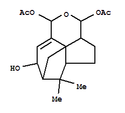 Molecular Structure of 69943-61-9 (1H-7,9b-Methanoazuleno[1,8-cd]pyran-1,3,8-triol,3,3a,4,5,5a,6,7,8-octahydro-6,6-dimethyl-, 1,3-diacetate,(1S,3S,3aR,5aS,7R,8R,9bS)- (9CI))
