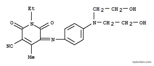 Molecular Structure of 71093-01-1 (5-[[4-[bis(2-hydroxyethyl)amino]phenyl]imino]-1-ethyl-1,2,5,6-tetrahydro-4-methyl-2,6-dioxonicotinonitrile)
