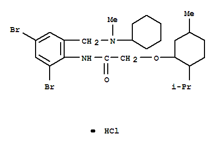 Acetamide,N-[2,4-dibromo-6-[(cyclohexylmethylamino)methyl]phenyl]-2-[[5-methyl-2-(1-methylethyl)cyclohexyl]oxy]-,hydrochloride (1:1)