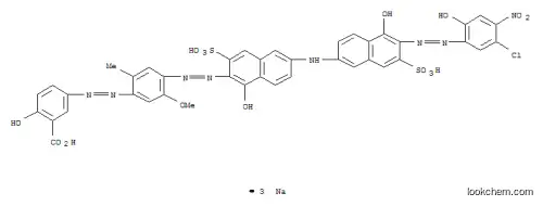 Molecular Structure of 72152-64-8 (5-[[4-[[6-[[6-[(5-Chloro-2-hydroxy-4-nitrophenyl)azo]-5-hydroxy-7-sulfo-2-naphthalenyl]amino]-1-hydroxy-3-sulfo-2-naphthalenyl]azo]-5-methoxy-2-methylphenyl]azo]-2-hydroxybenzoic acid trisodium salt)