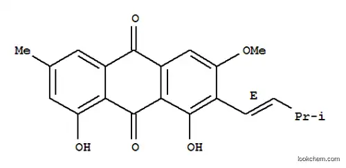 Molecular Structure of 73340-48-4 (9,10-Anthracenedione,1,8-dihydroxy-3-methoxy-6-methyl-2-[(1E)-3-methyl-1-buten-1-yl]-)