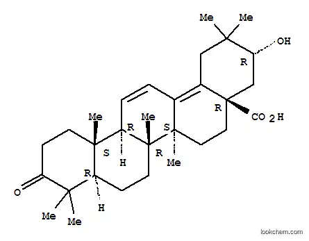 Molecular Structure of 73341-64-7 (21α-Hydroxy-3-oxooleana-11,13(18)-dien-28-oic acid)