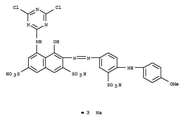 2,7-Naphthalenedisulfonicacid,5-[(4,6-dichloro-1,3,5-triazin-2-yl)amino]-4-hydroxy-3-[2-[4-[(4-methoxyphenyl)amino]-3-sulfophenyl]diazenyl]-,sodium salt (1:3)