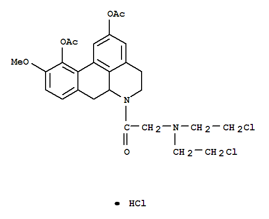 Ethanone,1-[2,11-bis(acetyloxy)-4,5,6a,7-tetrahydro-10-methoxy-6H-dibenzo[de,g]quinolin-6-yl]-2-[bis(2-chloroethyl)amino]-,hydrochloride (1:1) cas  74427-01-3