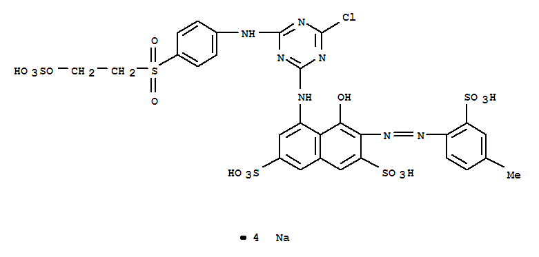 2,7-NAPHTHALENEDISULFONIC ACID 5-[[4-CHLORO-6-[[4-[[2-(SULFOOXY)ETHYL]SULFONYL]PHENYL]AMINO]-1,3,5-TRIAZIN-2-YL]AMINO]-4-HYDROXY-3-[(4-METHYL-2-SULFOPHENYL)AZO]-,TETRASODIUM SALT