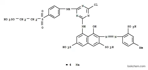 Molecular Structure of 75150-16-2 ((3E)-5-({4-chloro-6-[(4-{[2-(sulfooxy)ethyl]sulfonyl}phenyl)amino]-1,3,5-triazin-2-yl}amino)-3-[2-(4-methyl-2-sulfophenyl)hydrazinylidene]-4-oxo-3,4-dihydronaphthalene-2,7-disulfonic acid)