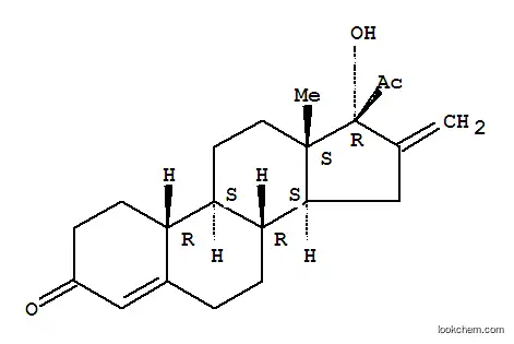 Molecular Structure of 7690-08-6 (19-Norpregn-4-ene-3,20-dione,17-hydroxy-16-methylene- (7CI,8CI,9CI))