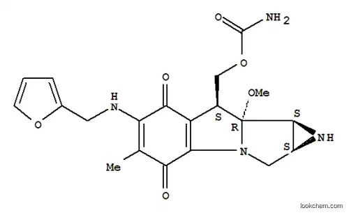 Molecular Structure of 78152-96-2 (Azirino[2',3':3,4]pyrrolo[1,2-a]indole-4,7-dione,8-[[(aminocarbonyl)oxy]methyl]-6-[(2-furanylmethyl)amino]-1,1a,2,8,8a,8b-hexahydro-8a-methoxy-5-methyl-,[1aS-(1aa,8b,8aa,8ba)]- (9CI))