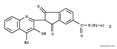 Molecular Structure of 78334-00-6 (1H-Indene-5-carboxamide,2-(4-bromo-3-hydroxy-2-quinolinyl)-2,3-dihydro-1,3-dioxo-N,N-dipropyl-)