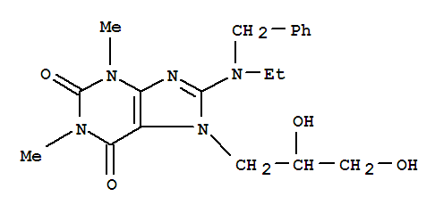 1H-Purine-2,6-dione, 3,7-dihydro-7-(2,3-dihydroxypropyl)-1,3-dimethyl- 8-(ethyl(phenylmethyl)amino)-