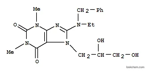 Molecular Structure of 78720-96-4 (1H-Purine-2,6-dione, 3,7-dihydro-7-(2,3-dihydroxypropyl)-1,3-dimethyl- 8-(ethyl(phenylmethyl)amino)-)