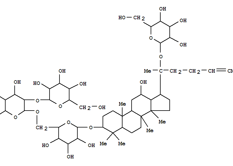 b-D-Glucopyranoside, (3b,12b)-20-(b-D-glucopyranosyloxy)-12-hydroxydammar-24-en-3-yl O-b-D-glucopyranosyl-(1&reg;2)-O-6-deoxy-a-L-mannopyranosyl-(1&reg;6)- (9CI)