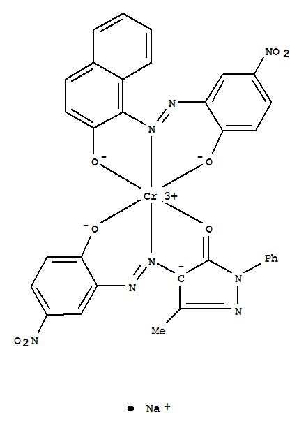Chromate(1-),[2,4-dihydro-4-[(2-hydroxy-5-nitrophenyl)azo]-5-methyl-2-phenyl-3H-pyrazol-3-onato(2-)][1-[(2-hydroxy-5-nitrophenyl)azo]-2-naphthalenolato(2-)]-,sodium (9CI)