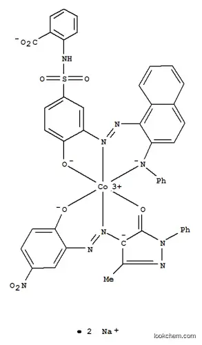 Molecular Structure of 82556-13-6 (Cobaltate(2-),[2,4-dihydro-4-[(2-hydroxy-5-nitrophenyl)azo]-5-methyl-2-phenyl-3H-pyrazol-3-onato(2-)][2-[[[4-hydroxy-3-[[2-(phenylamino)-1-naphthalenyl]azo]phenyl]sulfonyl]amino]benzoato(3-)]-,disodium (9CI))