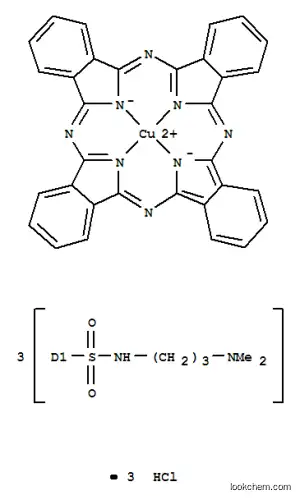 Molecular Structure of 82864-58-2 ([N,N',N''-tris[3-(dimethylamino)propyl]-29H,31H-phthalocyaninetrisulphonamidato(2-)-N29,N30,N31,N32]copper trihydrochloride)