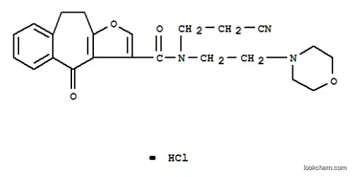 Molecular Structure of 83494-79-5 (4H-Benzo(4,5)cyclohepta(1,2-b)furan-3-carboxamide, 9,10-dihydro-N-(2-c yanoethyl)-N-(2-(4-morpholinyl)ethyl)-4-oxo-, monohydrochloride)