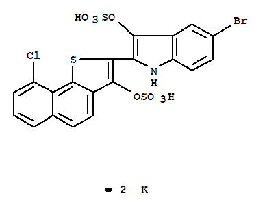 1H-Indol-3-ol,5-bromo-2-[9-chloro-3-(sulfooxy)naphtho[1,2-b]thien-2-yl]-, 3-(hydrogensulfate), potassium salt (1:2)