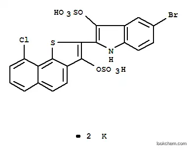 Molecular Structure of 85391-39-5 (dipotassium 5-bromo-2-[9-chloro-3-(sulphonatooxy)naphtho[1,2-b]thien-2-yl]-1H-indol-3-yl sulphate)