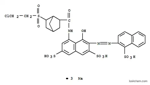 Molecular Structure of 85895-84-7 (trisodium 5-[[[6-[(2-chloroethyl)sulphonyl]bicyclo[2.2.1]hept-2-yl]carbonyl]amino]-4-hydroxy-3-[(1-sulphonato-2-naphthyl)azo]naphthalene-2,7-disulphonate)