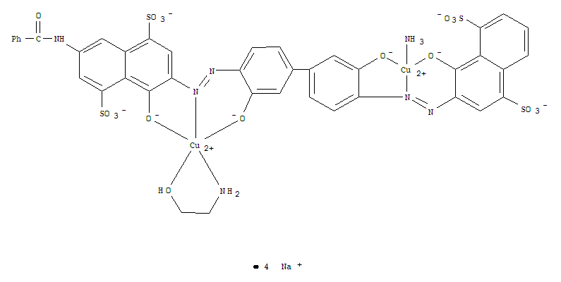 Cuprate(4-), [2-(amino-kN)ethanol-kO]ammine[m-[7-(benzoylamino)-3-[2-[3,3'-di(hydroxy-kO)-4'-[2-[1-(hydroxy-kO)-4,8-disulfo-2-naphthalenyl]diazenyl-kN1][1,1'-biphenyl]-4-yl]diazenyl-kN1]-4-(hydroxy-kO