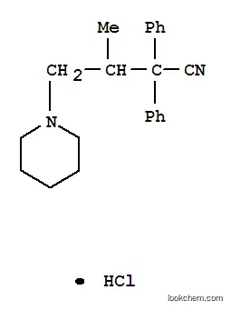 Molecular Structure of 93942-53-1 (beta-methyl-alpha,alpha-diphenylpiperidine-1-butyronitrile monohydrochloride)