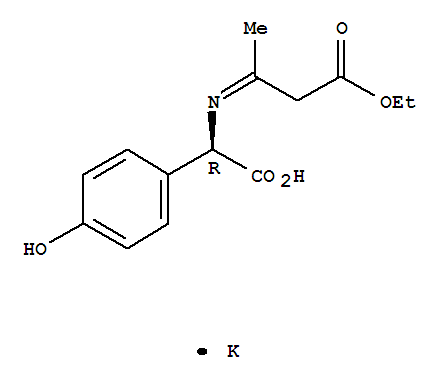 Benzeneacetic acid, a-[(3-ethoxy-1-methyl-3-oxopropylidene)amino]-4-hydroxy-,monopotassium salt, (R)- (9CI)