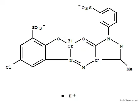 Molecular Structure of 94276-67-2 (Chromate(1-),[5-chloro-3-[[4,5-dihydro-3-methyl-5-(oxo-kO)-1-(3-sulfophenyl)-1H-pyrazol-4-yl]azo-kN1]-2-(hydroxy-kO)benzenesulfonato(4-)]-,hydrogen (9CI))