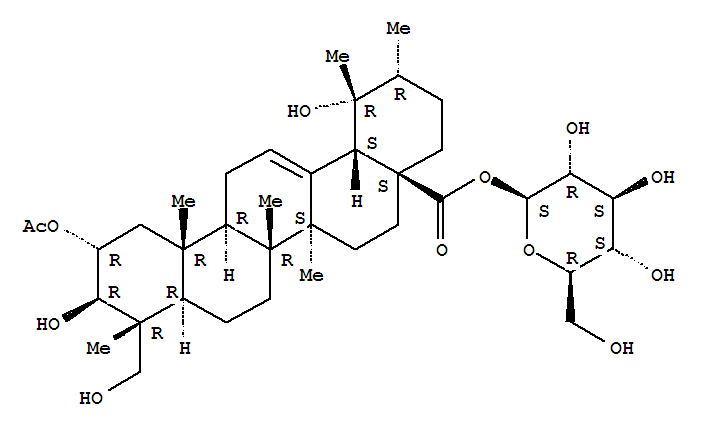 Urs-12-en-28-oic acid,2-(acetyloxy)-3,19,23-trihydroxy-, b-D-glucopyranosyl ester, (2a,3b,4a)- (9CI)
