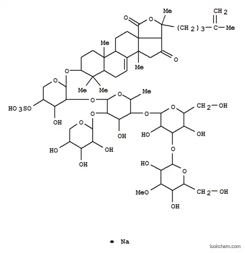 Molecular Structure of 95499-80-2 (Lanosta-7,25-dien-18-oicacid, 20-hydroxy-3-[(O-3-O-methyl-b-D-glucopyranosyl-(1&reg;3)-O-b-D-glucopyranosyl-(1&reg;4)-O-[b-D-xylopyranosyl-(1&reg;2)]-O-6-deoxy-b-D-glucopyranosyl-(1&reg;2)-4-O-sulfo-b-D-xylopyranosyl)oxy]-16-oxo-, g-lactone, sodium salt (1:1), (3b)-)