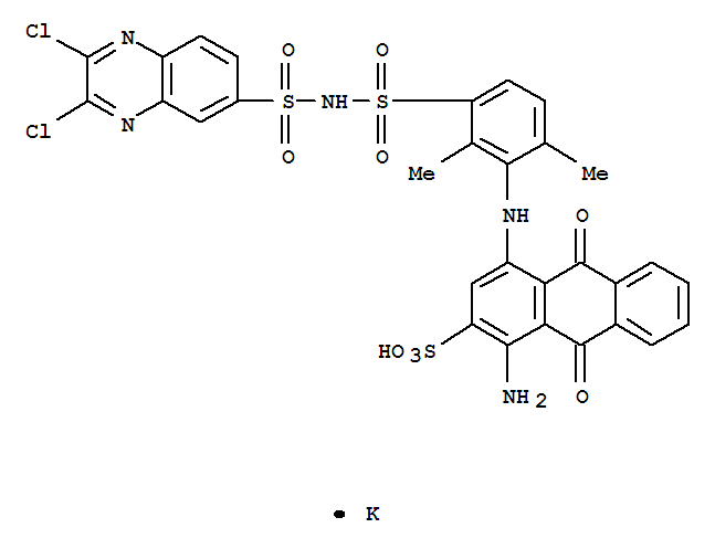 2-Anthracenesulfonicacid,1-amino-4-[[3-[[[(2,3-dichloro-6-quinoxalinyl)sulfonyl]amino]sulfonyl]-2,6-dimethylphenyl]amino]-9,10-dihydro-9,10-dioxo-,potassium salt (1:1)