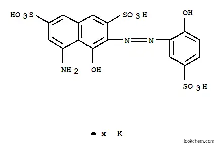 Molecular Structure of 98999-59-8 (2,7-Naphthalenedisulfonicacid, 5-amino-4-hydroxy-3-[2-(2-hydroxy-5-sulfophenyl)diazenyl]-, potassiumsalt (1:?))