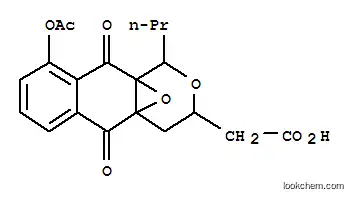 Molecular Structure of 10023-08-2 (4a,10a-Epoxy-1H-naphtho[2,3-c]pyran-3-aceticacid, 9-(acetyloxy)-3,4,5,10-tetrahydro-5,10-dioxo-1-propyl-, [1R-(1a,3b,4ab,10ab)]- (9CI))