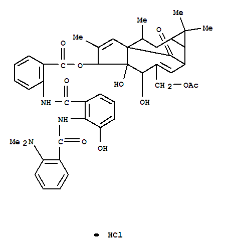 Benzoic acid,2-[[2-[[2-(dimethylamino)benzoyl]amino]-3-hydroxybenzoyl]amino]-,4-[(acetyloxy)methyl]-1a,2,5,5a,6,9,10,10a-octahydro-5,5a-dihydroxy-1,1,7,9-tetramethyl-11-oxo-1H-2,8a-methanocyclopenta[a