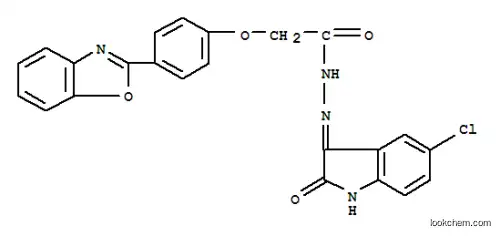 Molecular Structure of 100476-51-5 (Acetic acid,2-[4-(2-benzoxazolyl)phenoxy]-,2-(5-chloro-1,2-dihydro-2-oxo-3H-indol-3-ylidene)hydrazide)