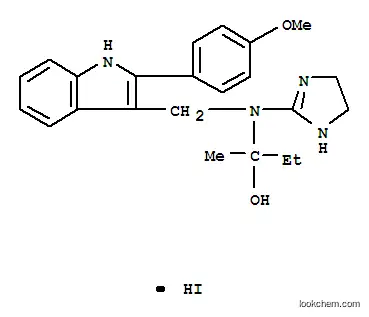 Molecular Structure of 100482-45-9 (N-(2-hydroxybutan-2-yl)-N-{[2-(4-methoxyphenyl)-1H-indol-3-yl]methyl}-4,5-dihydro-1H-imidazol-2-aminium iodide)