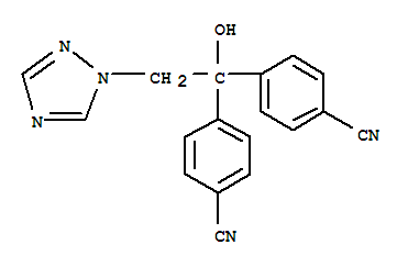 Molecular Structure of 100567-89-3 (Benzonitrile,4,4'-[1-hydroxy-2-(1H-1,2,4-triazol-1-yl)ethylidene]bis-)