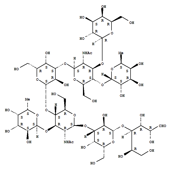 D-Glucose, O-6-deoxy-a-L-galactopyranosyl-(1?4)-O-[b-D-galactopyranosyl-(1?3)]-O-2-(acetylamino)-2-deoxy-b-D-glucopyranosyl-(1?3)-O-b-D-galactopyranosyl-(1?4)-O-[6-deoxy-a-L-galactopyranosyl-(1?3)]-O-